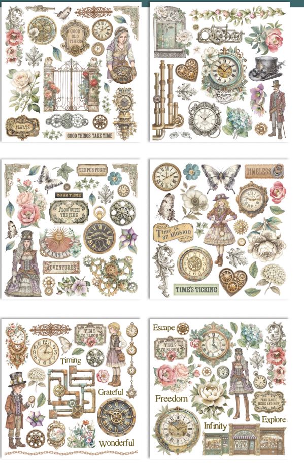 Stamperia Gardens of Time Rub-On 15,5x15,5cm Assortment (6pcs) (DFLRBX11) 