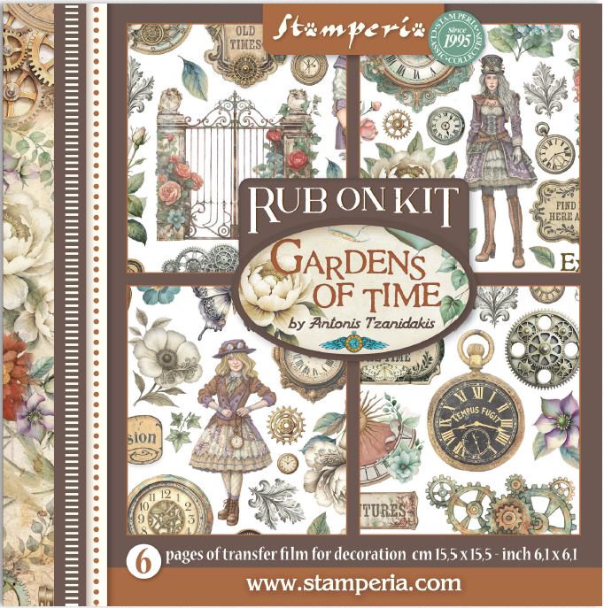 Stamperia Gardens of Time Rub-On 15,5x15,5cm Assortment (6pcs) (DFLRBX11) 