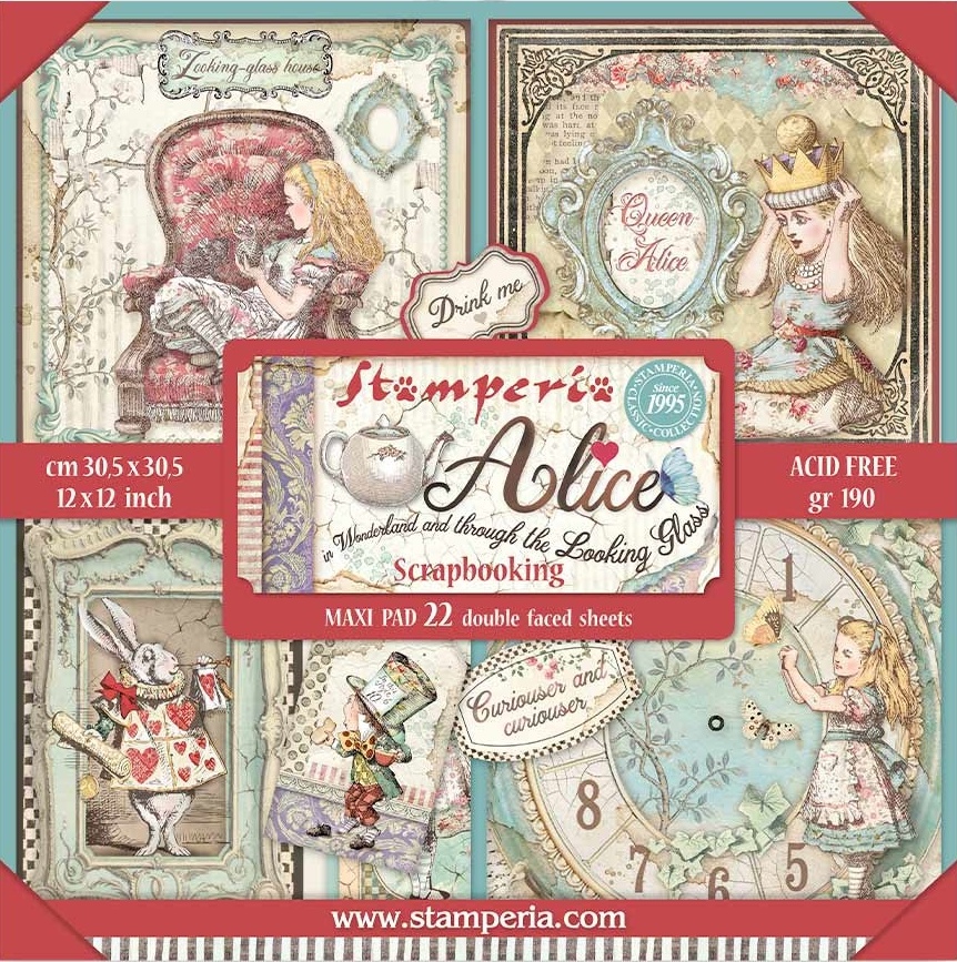 Stamperia Alice Through the Looking Glass - 12x12 Paper Pad MAXI
