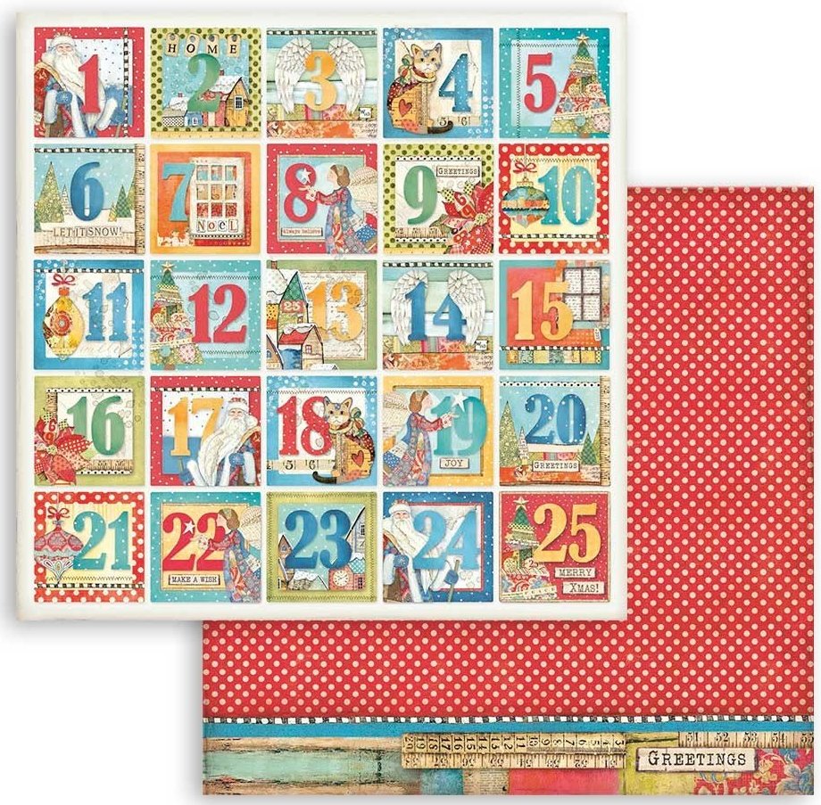 Stamperia Double-Sided Paper - CHRISTMAS PATCHWORK ADVENT CALENDAR (SBB808)