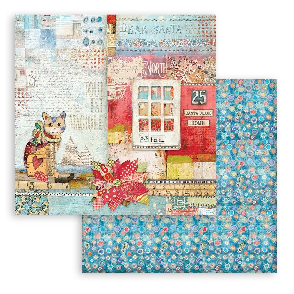 Stamperia Christmas Patchwork Double-Sided Paper - CATS (SBB806)