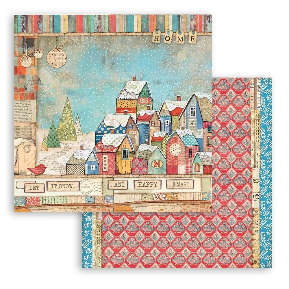 Stamperia Christmas Patchwork Double-Sided Paper - HOUSES (SB805)