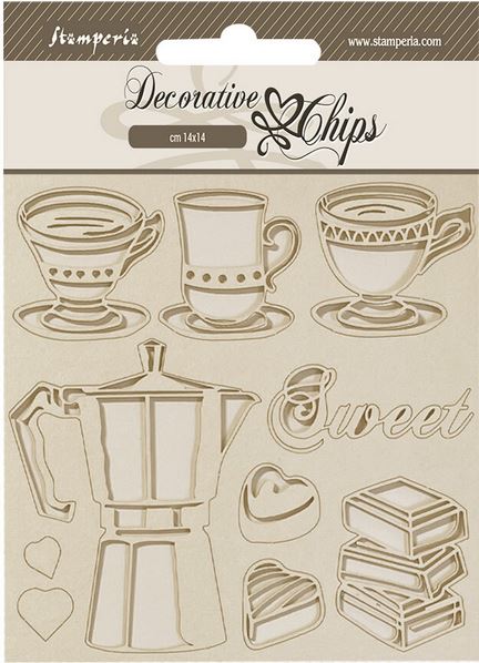 Stamperia Coffee and Chocolate Decorative Chips - Moka (SCB194)