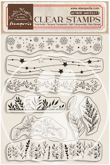 Stamperia Create Happiness Christmas Clear Stamps - Borders With Leaves (WTK176)
