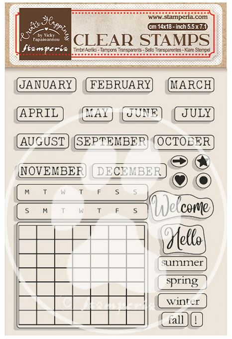 Stamperia Create Happiness Christmas Clear Stamps - Calendar, Monthly (WTK178)