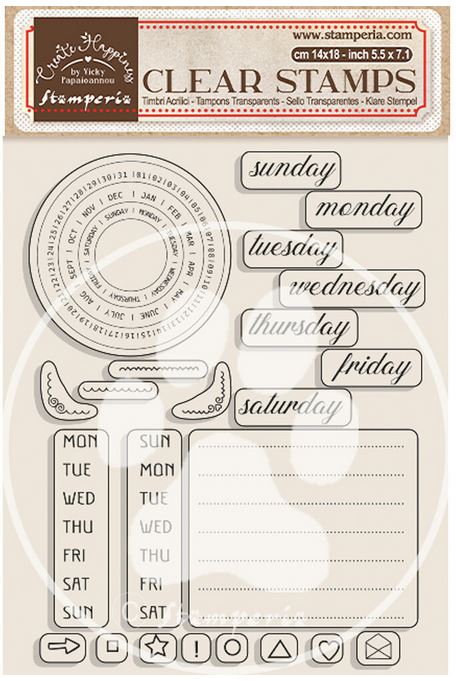 Stamperia Create Happiness Christmas Clear Stamps - Weekly Planner (WTK179)