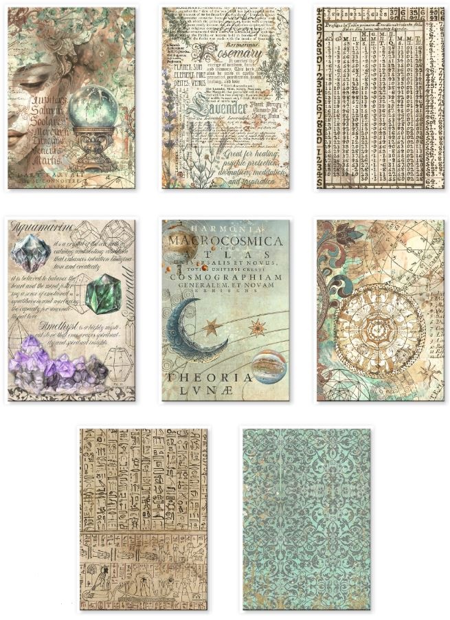 Stamperia Fortune A6 Rice Paper Backgrounds (8pcs) 