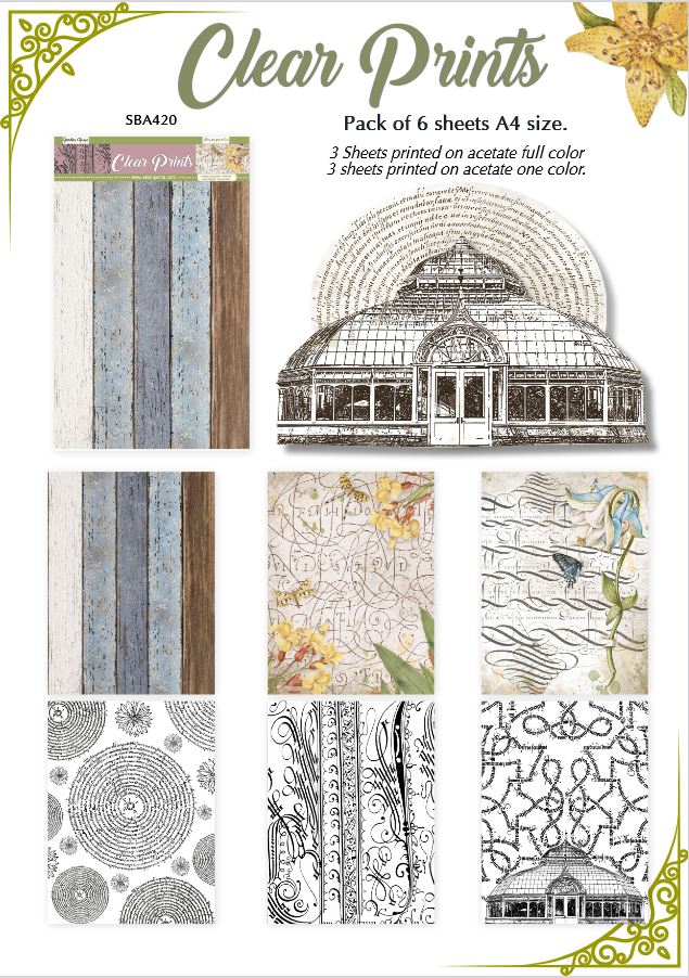 Stamperia Assorted Acetate Clear Prints A4 - Romantic House Garden