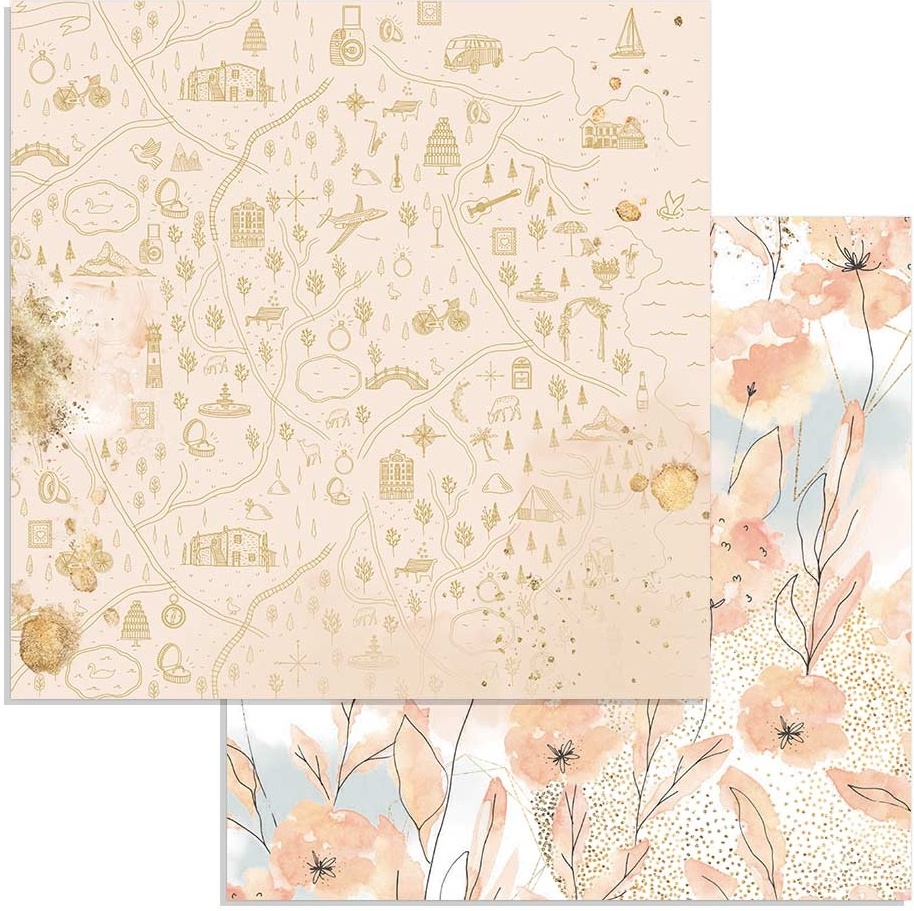 Stamperia Double-Sided Paper - LOVE STORY WATERCOLOUR FLOWERS (SBB725)
