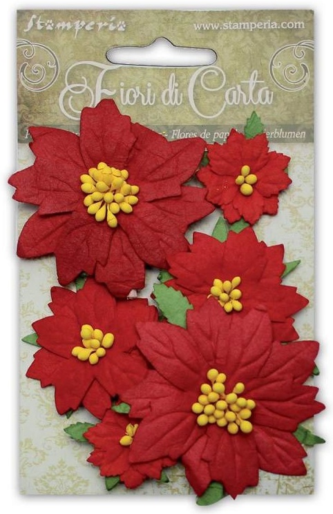 Stamperia Poinsettia Paper Flowers Red (SF144)