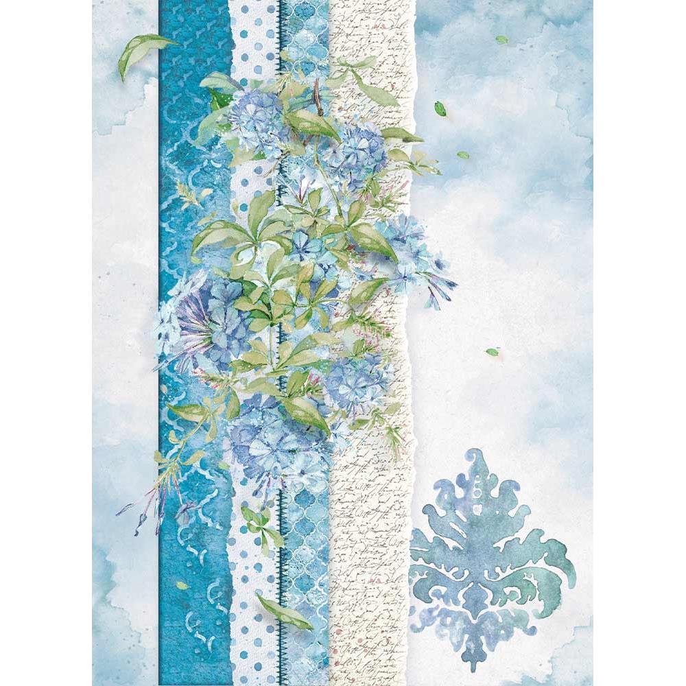 Stamperia Rice Paper A4 - FLOWERS FOR YOU LIGHT BLUE (DFSA4417)