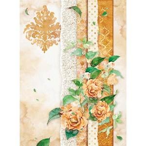 Stamperia Rice Paper A4 - FLOWERS FOR YOU OCHRE (DFSA4416)