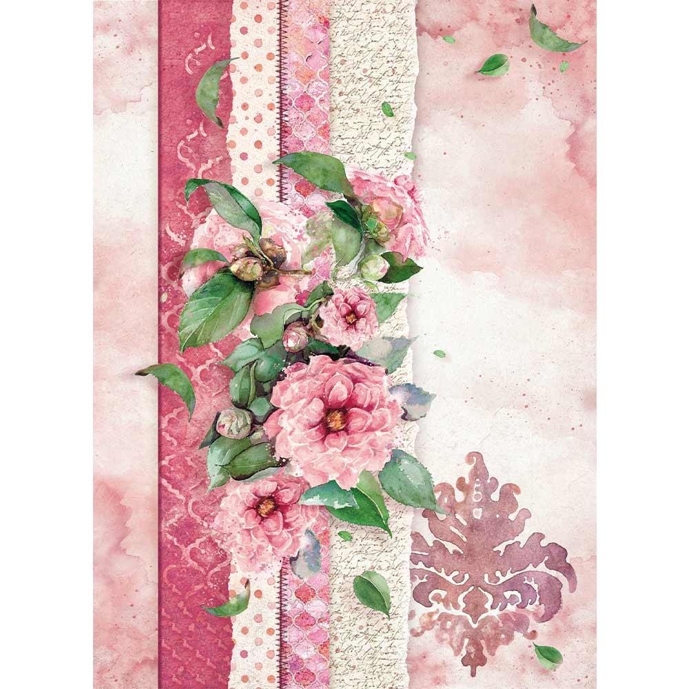 Stamperia Rice Paper A4 - FLOWERS FOR YOU PINK (DFSA4415)