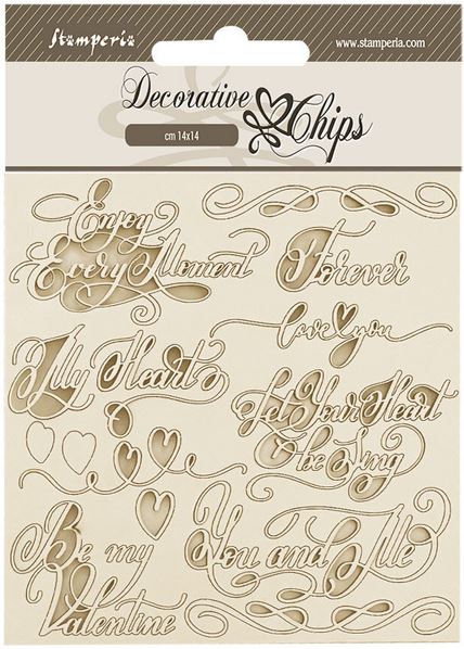 Stamperia Romance Forever Decorative Chips - QUOTES (SCB202)