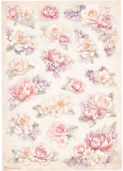 Stamperia Romance Forever A4 Rice Paper - FLORAL BACKGROUND  (DFSA835)