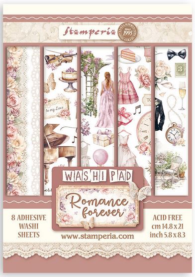 Stamperia Romance Forever A5 Washi Pad (8pcs) 