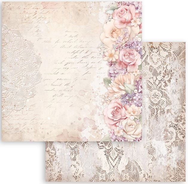 Stamperia Romance Forever Double-Sided Paper - FLORAL BORDER (SBB972)