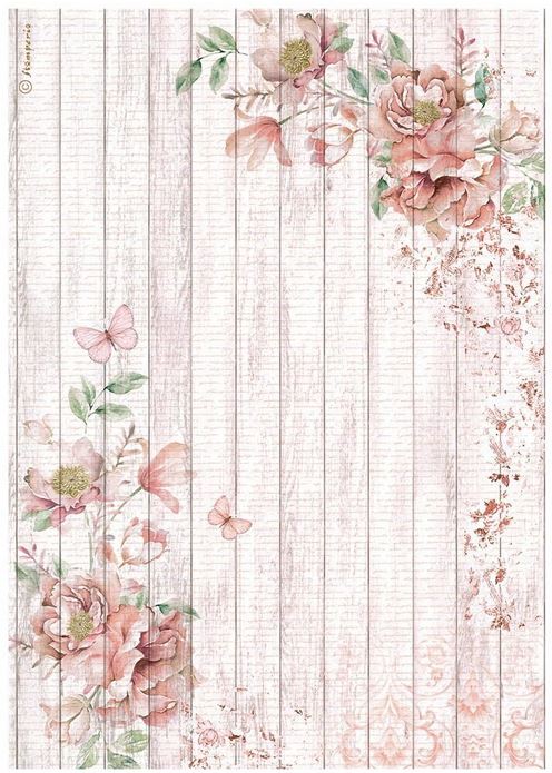Stamperia Roseland A4 Rice Paper Corners with Roses(DFSA4779)