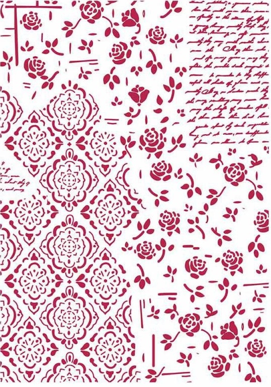 Stamperia Stencil A4 -  ROSES AND DECORATIONS (KSG439)