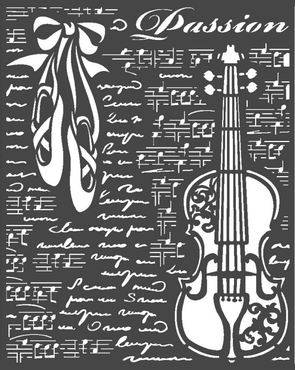 Stamperia Thick Stencil 20x25cm -  Passion Violin KSTD069)