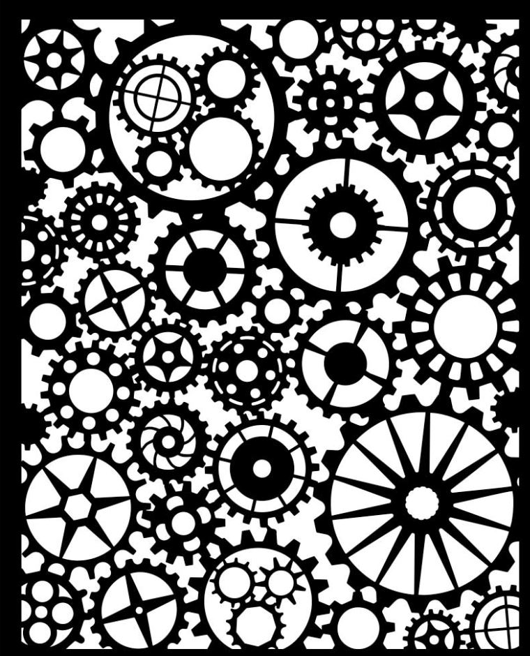 NEW: Stamperia Voyages Fantastiques Thick Stencil 20x25cm - Gears Pattern (KSTD188) 