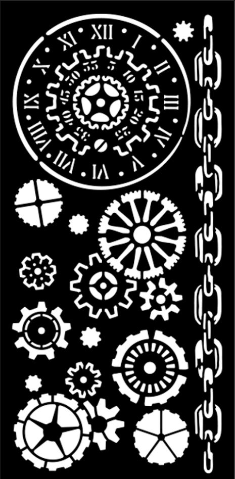 NEW: Stamperia Voyages Fantastiques Thick Stencil 12x25cm - Mechanisms (KSTDL131) 
