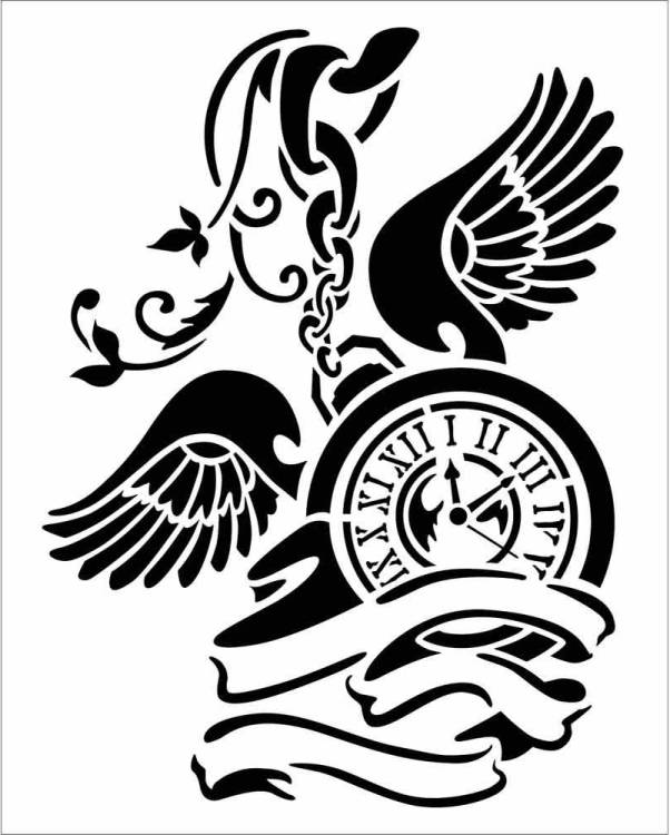 Stamperia Thick Stencil - Pendulum Clock with Wings (KSTD034)