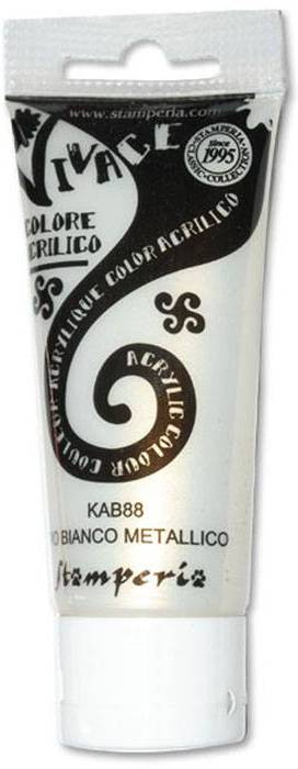 Stamperia Acrylic Paint - METALLIC WHITE GOLD (KAB88) (60ml)