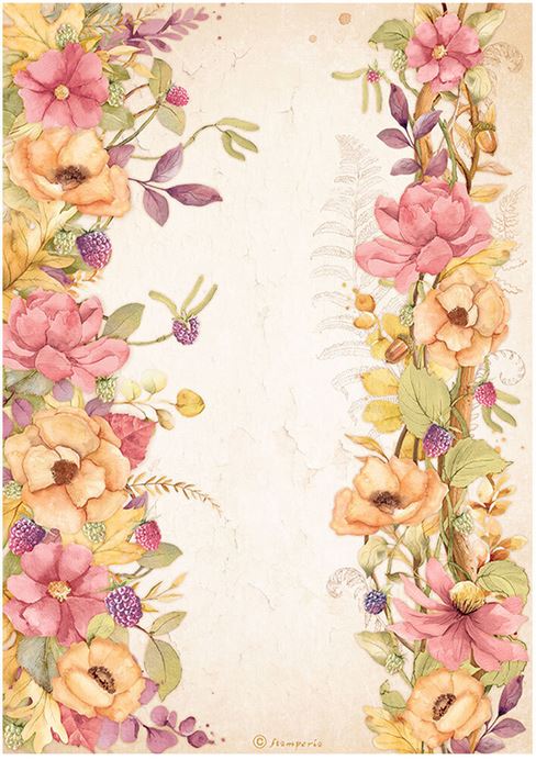 Stamperia A4 Rice Paper Woodland Floral Borders(DFSA4818)