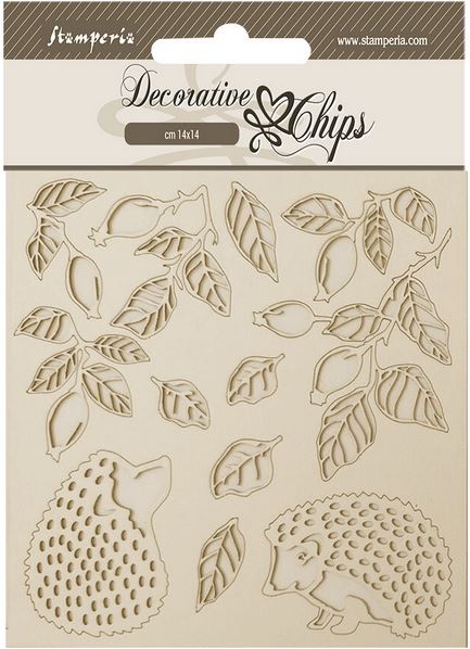 Stamperia Woodland Decorative Chips Hedgehog (SCB191)