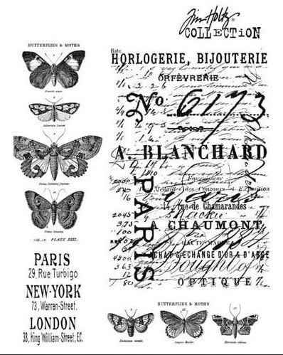 Stampers Anonymous Tim Holtz Components Flutter Cling Mount Collage Stamp Com022