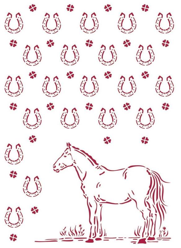 Stamperia Stencil  A4 - Romantic Horseshoes Pattern KSG468 