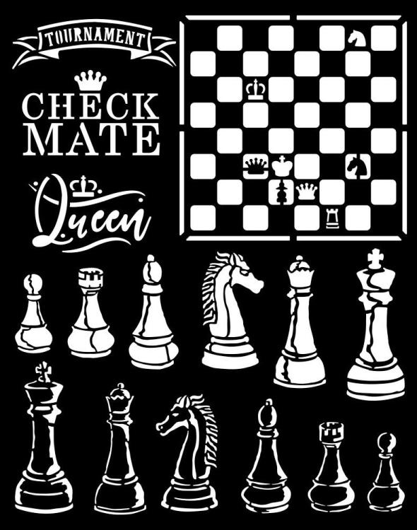 Stamperia Thick stencil 20x25 cm - Alice check mate  KSTD089