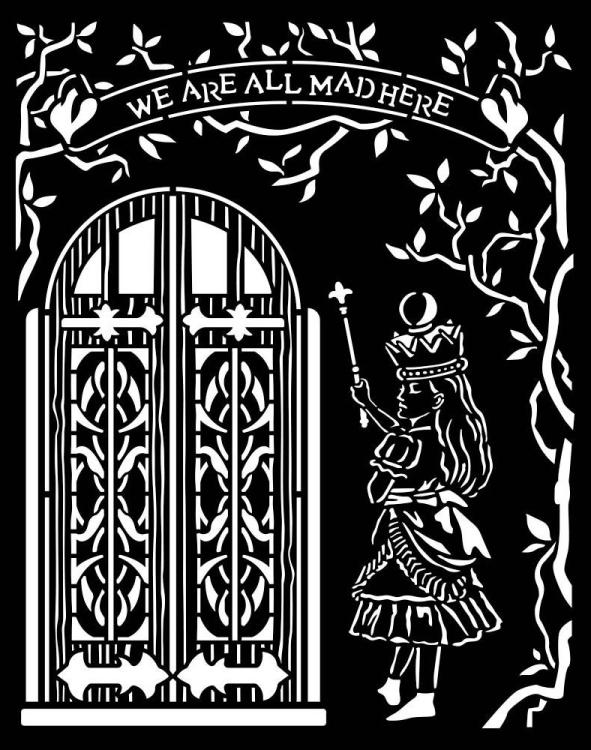 Stamperia Thick stencil 20x25 cm - Alice Door KSTD091