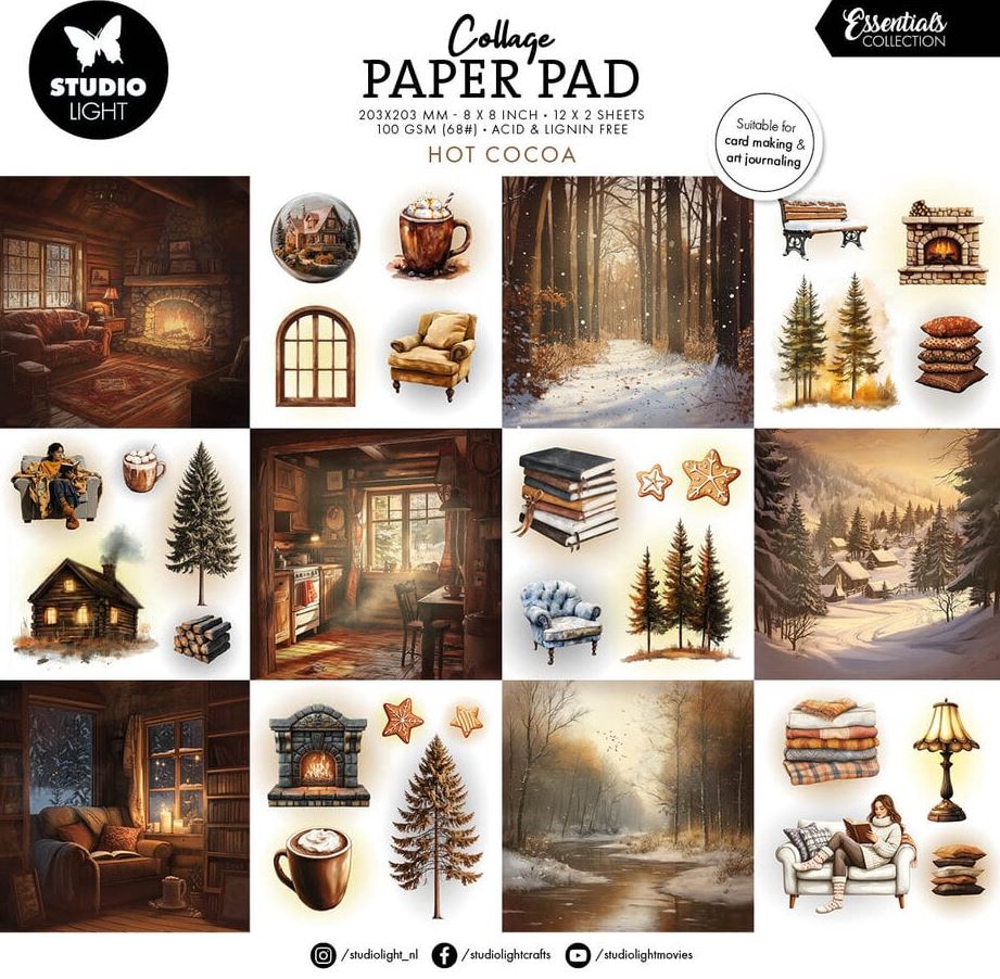 Studio Light Hot Cocoa 8x8 Inch Collage Paper Pad (SL-ES-CPP409)