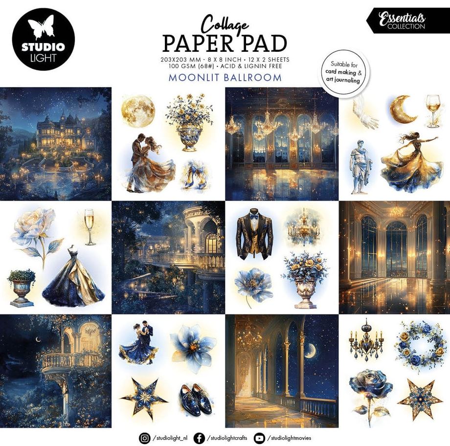 Studio Light Moonlit Ballroom 8x8 Inch Collage Paper Pad (SL-ES-CPP410)