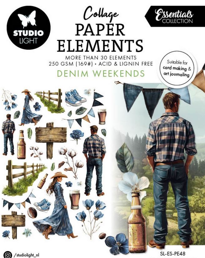 Studio Light Denim Weekends Collage Paper Elements (SL-ES-PE48)