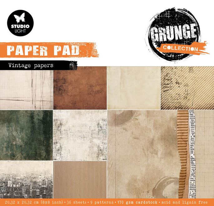 Studio Light Vintage Papers 8x8 Inch Grunge Paper Pads (SL-GR-DPP136)