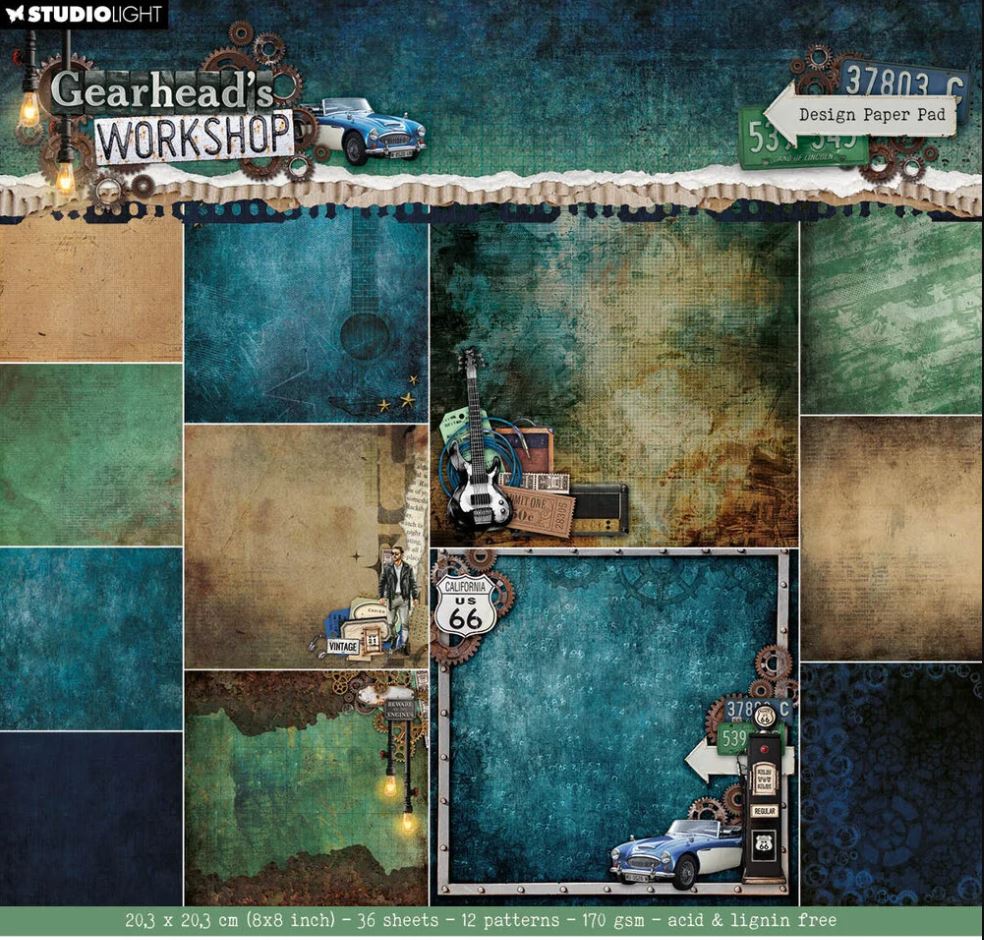 Studio Light Gearhead's Workshop 8x8 Inch Designer Paper Pad Background (SL-GW-DPP470)