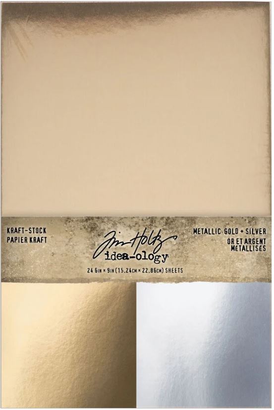 Tim Holtz idea-ology Christmas 2026 Kraft Stock Metallic Gold + Silver (TH94493)
