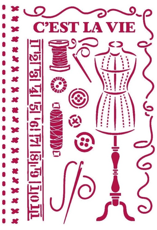 Stamperia Stencil A4 - Romantic Threads Couture (KSG467)