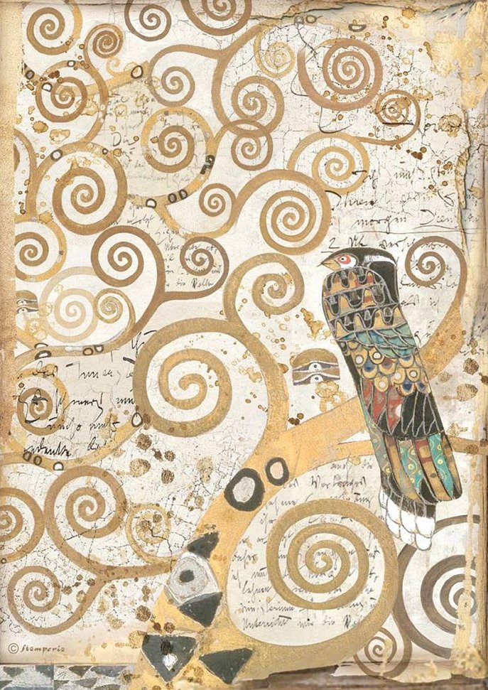 Stamperia A4 Rice Paper - KLIMT FROM THE TREE OF LIFE  (DFSA4636)