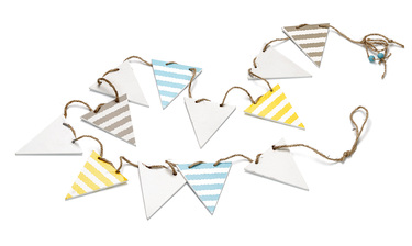 Wooden Pennant Garland - White/Yellow/Olive/Turquoise